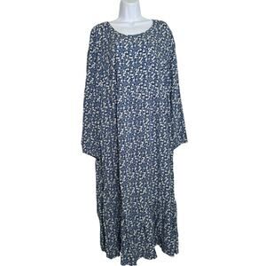 Ulla Popken Maxi Dress Floral Size 16/18 Long Sleeve Romantic